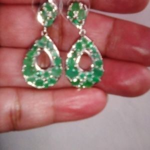 KAGEM GREEN EMERALD DANGLE EARRINGS OVER 4.90 CARATS